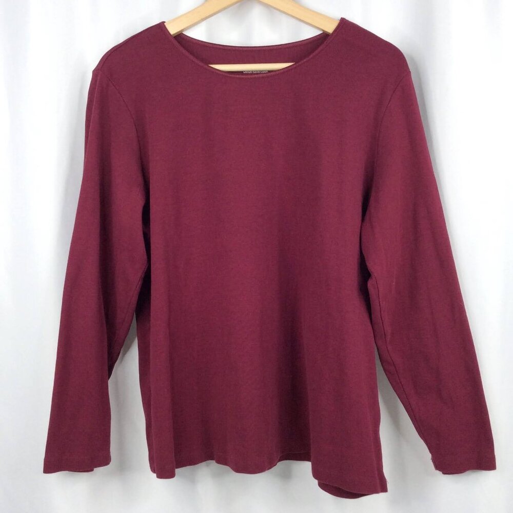 CJ Banks Layer Your Look 100%‎ Cotton T-Shirt Women's Plus Size 1X Burgundy Red